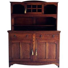 Vintage Welsh Dresser Solid Oak Art Nouveau, Early 20th Century