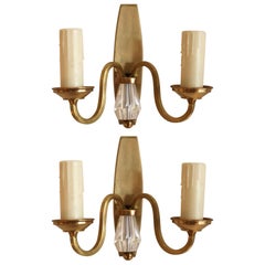 1940s Bronze Pair of Sconces Attributed to Jules Leleu