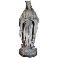 French Late 17th Century Limestone Niche Sculpture of the Virgin Mary