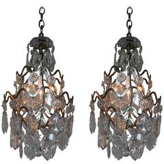 Pair of Spanish 1930s Crystal Chandelier