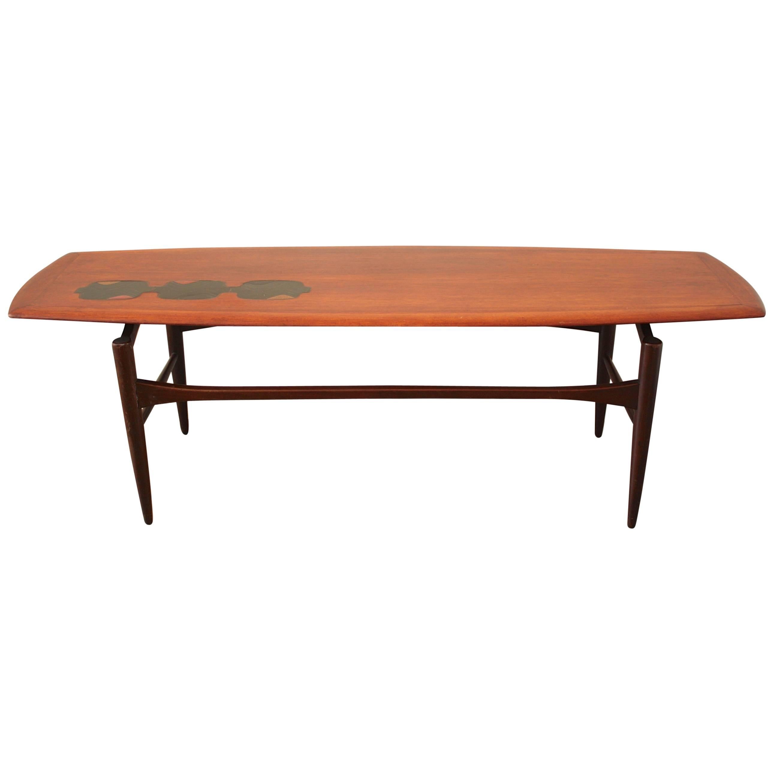 Dutch coffee table made from Teak with inlay - 1960s