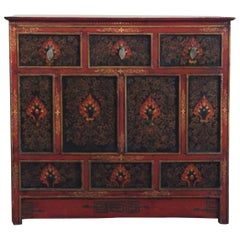 Tibetan Polychrome Cabinet with Drawers