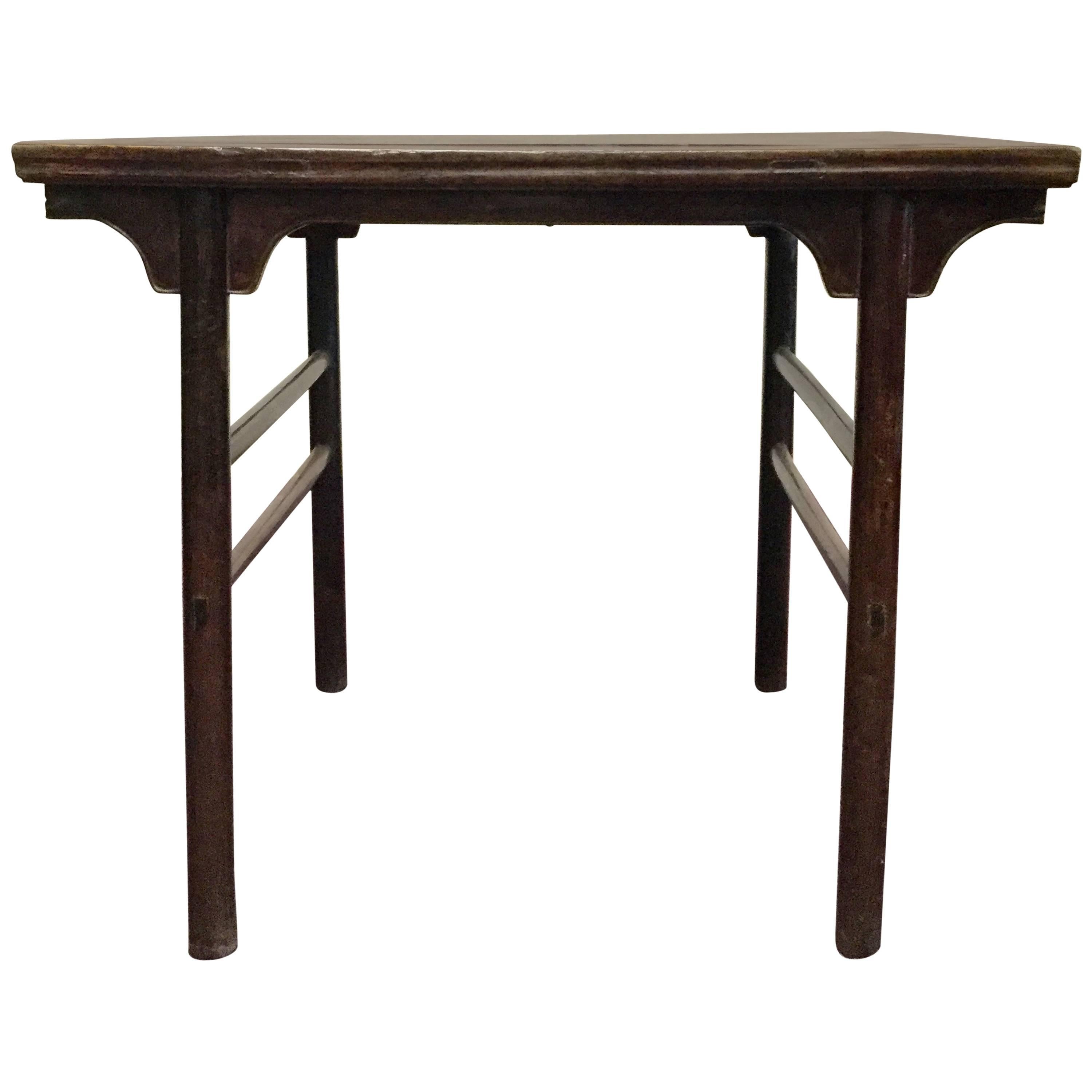 19th Century Chinese Table Elmwood Covered in Dark Lacquer For Sale