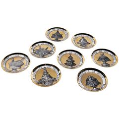 Set of Eight Fornasetti Coasters, Dinner at Eight or Pranzo Alle Otto 6