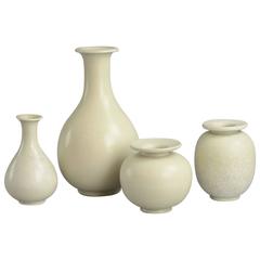 Four Vases with White Glaze by Gunnar Nylund for Rörstrand