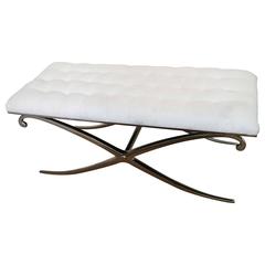 Hollywood Regency Style X-Frame Bench