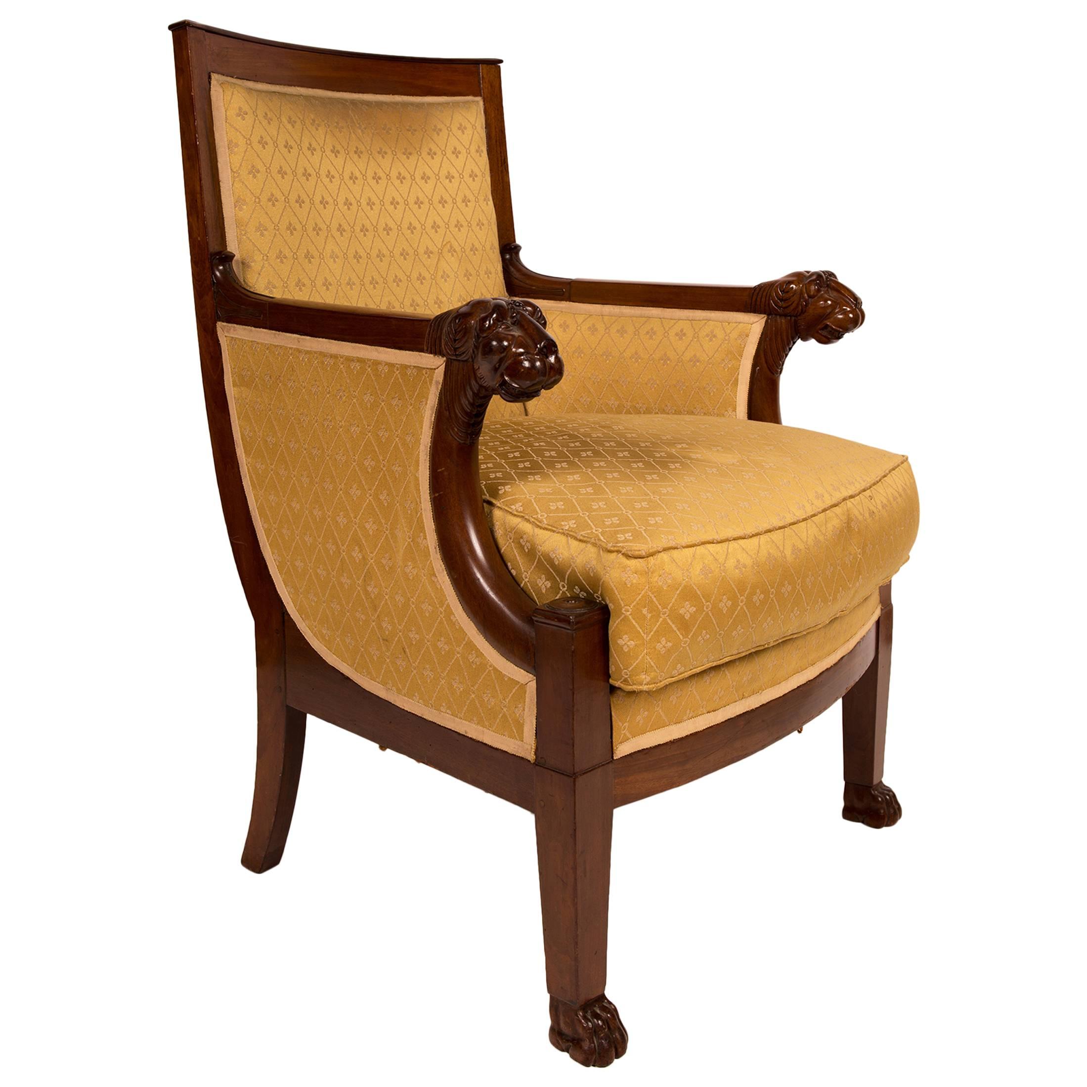 French Mahogany Bergere, Époque Consulat, Early Empire Period, circa 1799-1804 For Sale