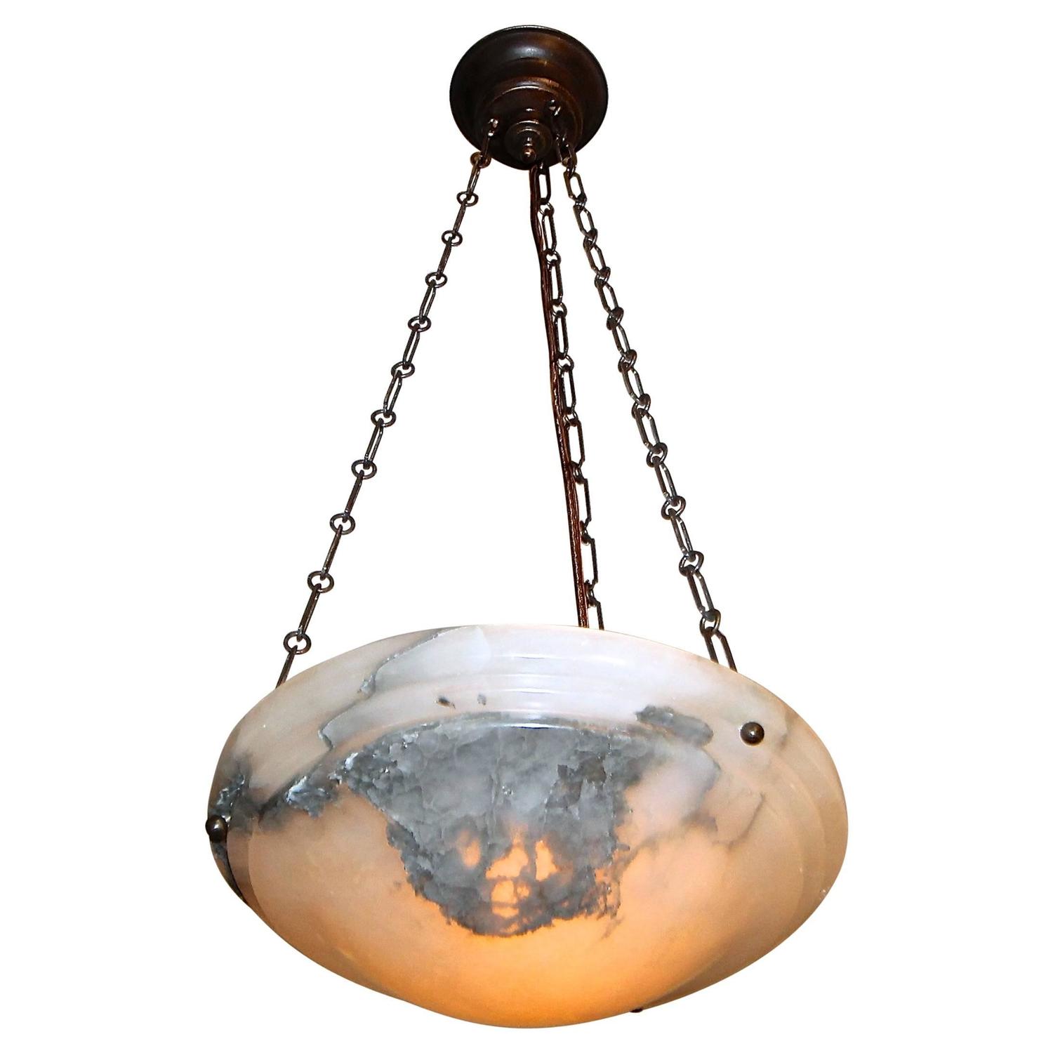 Alabaster French Director Style Pendant Chandelier Ceiling ...