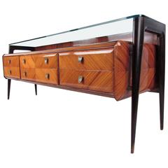 Mid-Century Modern Italian Sideboard with Glass Top