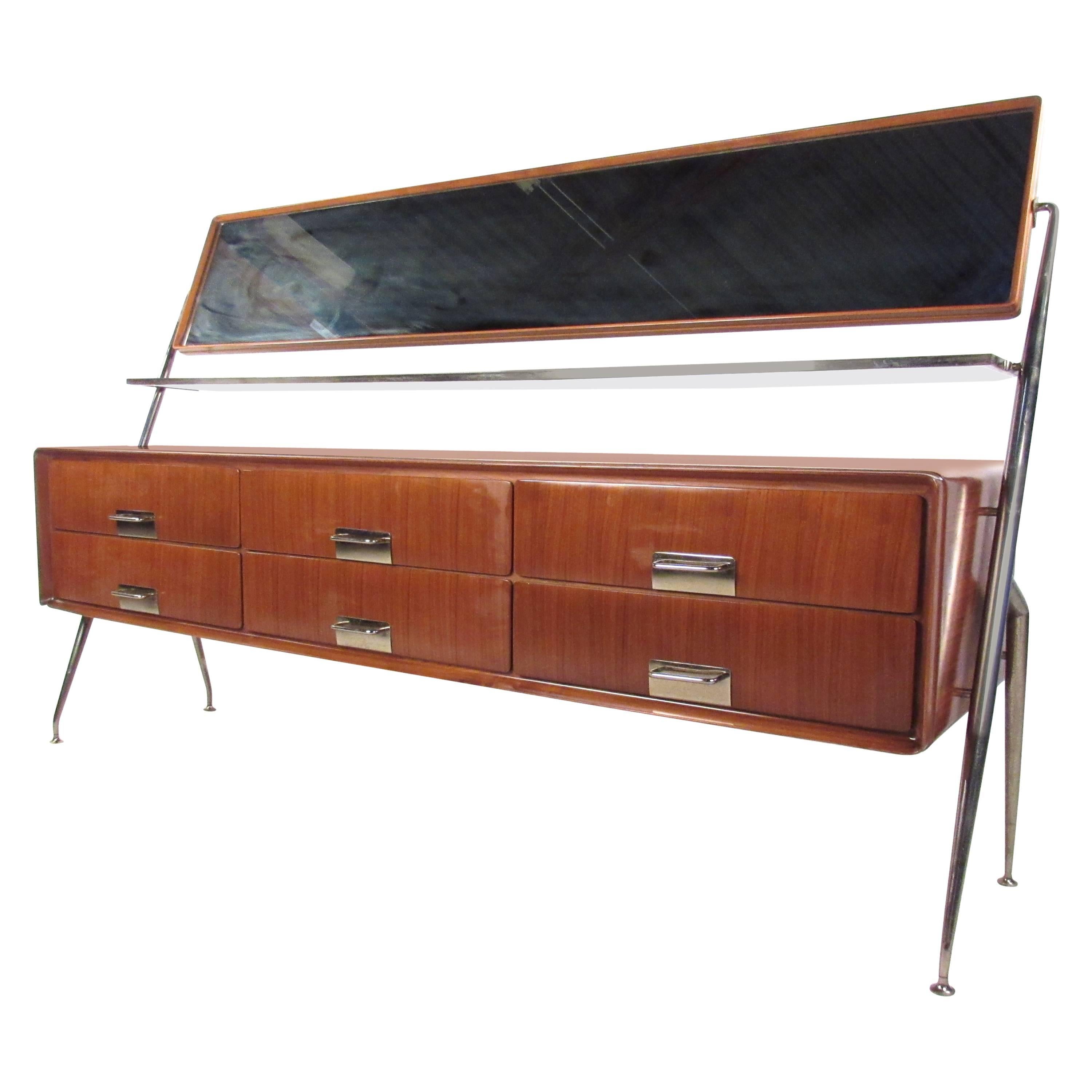 Italian Bedroom Dresser with Vanity Mirror by Silvio Cavatorta