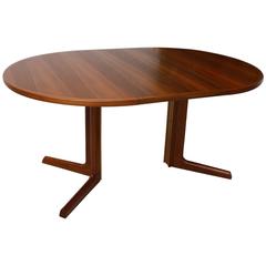 Danish Modern Teak Wooden Dining Table by Niels O Møller Round Expandable