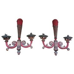 Pair of 18th Century Italian Polychrome Sconces 8