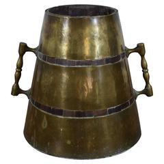 Antique French 19th Century Brass-Mounted and Handled Bucket
