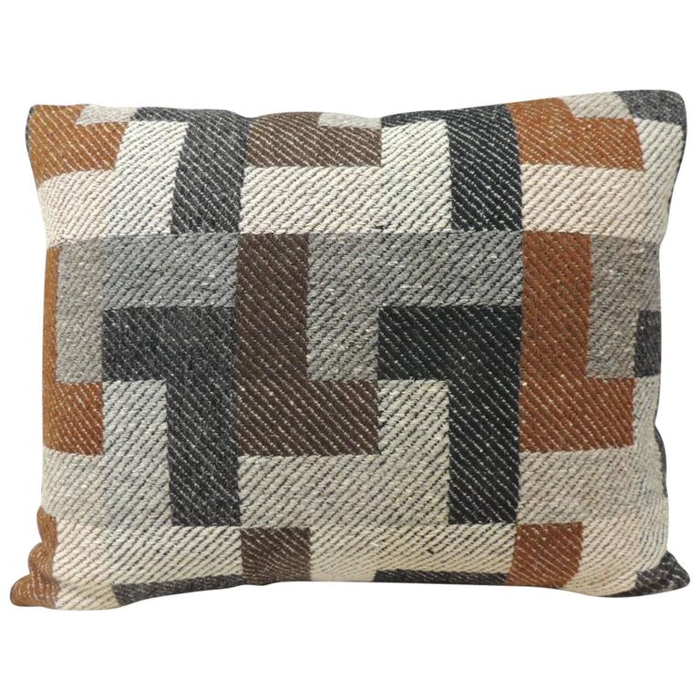 Vintage Mid-Century Modern Pattern Alpaca Woven Pillow at 1stdibs