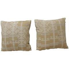 Pair of 1940s African Woven Textiles Decorative Pillows