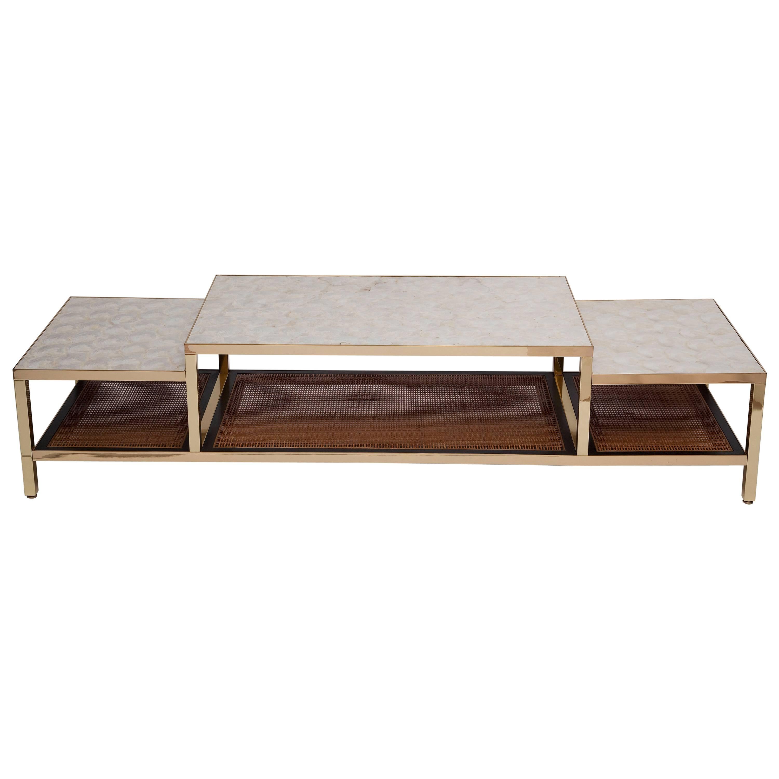 Capiz Shell and Brass Coffee Table by Harvey Probber