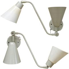Kurt Versen Double Cone Fiberglass Wall Sconce Reading Lamps Vintage Mid-Century