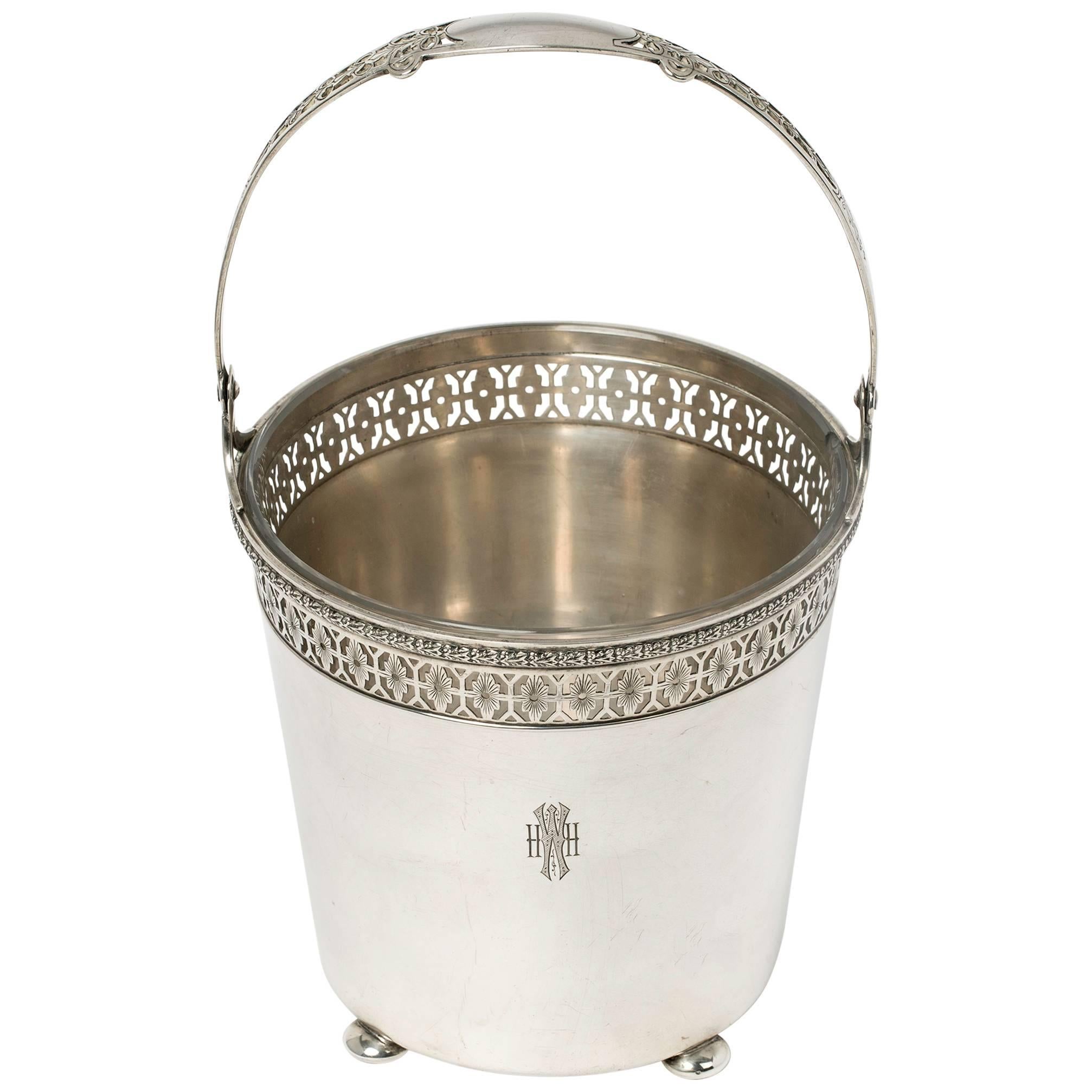 Sterling Silver Ice Bucket with Glass Liner