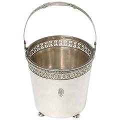 Retro Sterling Silver Ice Bucket with Glass Liner