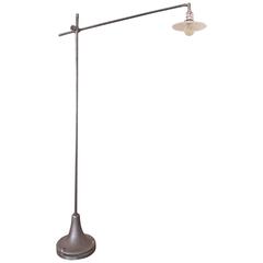 Floor Task Light Milk Glass Adjustable Reading Lamp Vintage Industrial Cast Iron 4