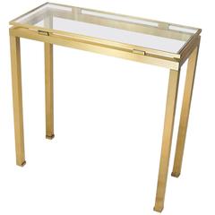 Golden Brushed Steel Console by Guy Lefevre for Maison Jansen