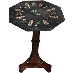 19th Century Regency Rosewood Occasional Table with Octagonal Pietre Dure Top