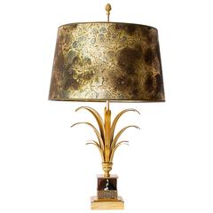 Pineapple Lamp Attributed to Maison Charles with Original Shade