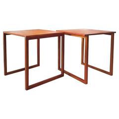 Beautiful Danish Set of Cube Teak Nesting Tables by Kai Kristiansen for VM