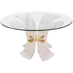 Lys Lucite and Golden Steel Dining Table