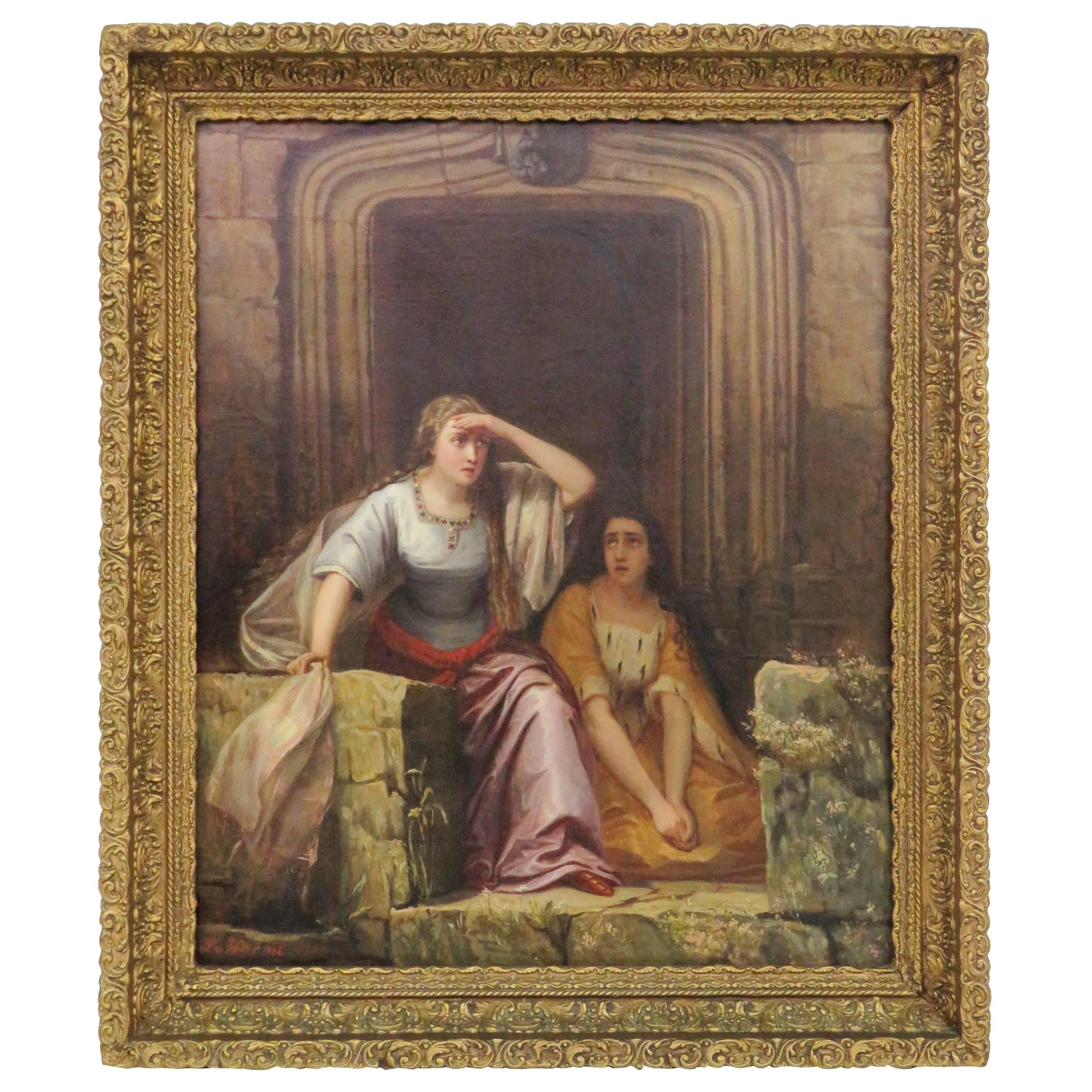 L. Von Weiler Painting of Two Maidens