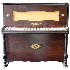 French 19th Century Doll's Piano, Toy Upright, Mounted Brass, Restored