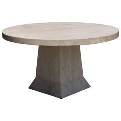 Large Round Travertine Center Table