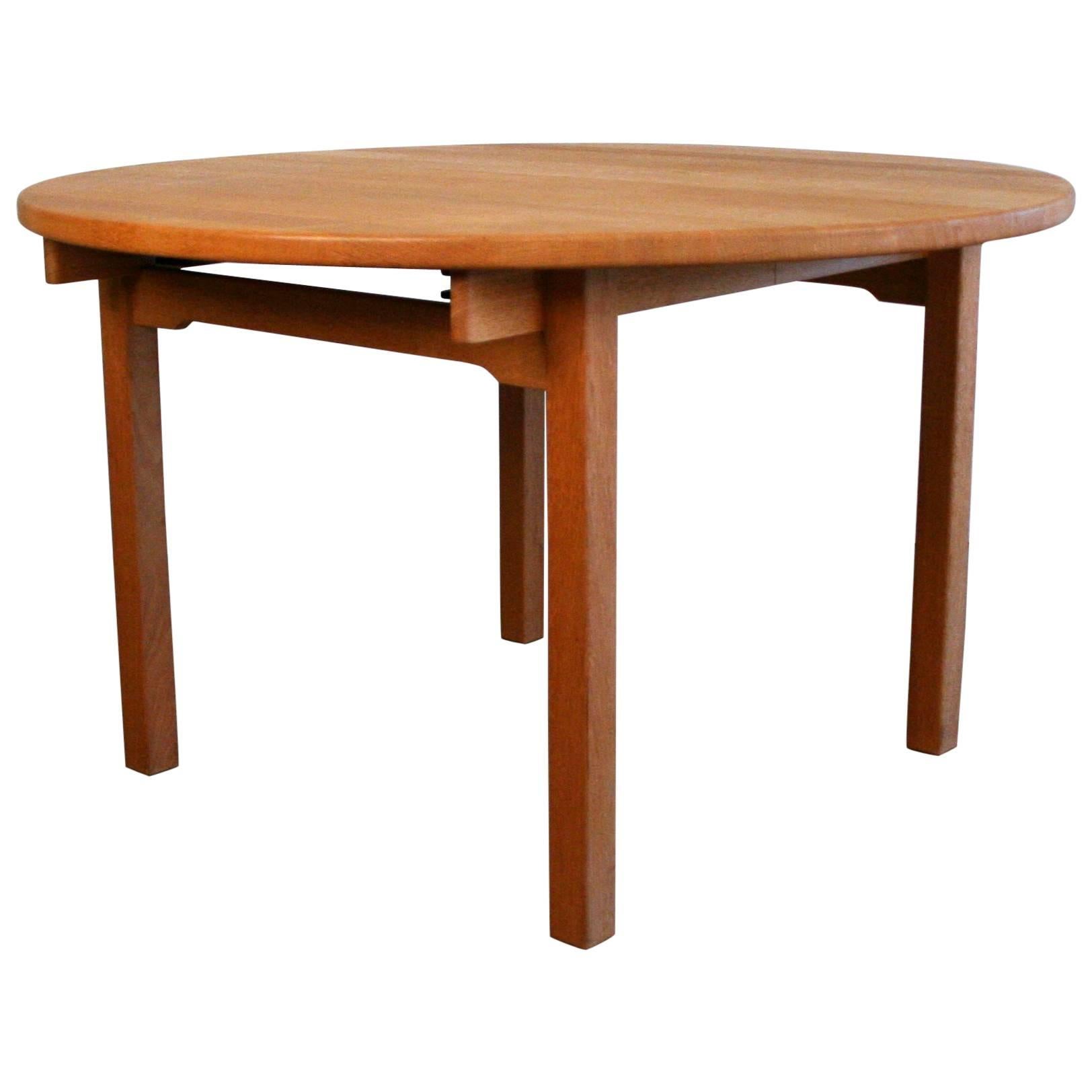 Vintage Danish Solid Oak Round Dining Table by Kurt Osterberg For Sale