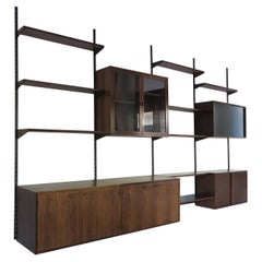 Kai Kristiansen MidCentury Scandinavo Sistema di scaffali in legno scuro FM Møbler 1960s