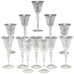 Set of 12 Steuben Handblown Wheel Cut Crystal Water Goblets 2