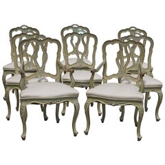 Antique Set of Eight 19th Century Venetian Chairs