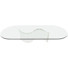 Vintage Glass Coffee Table with Lucite S-Shape Base