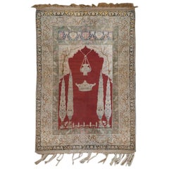 Incredible 19th Century Silk Ghashghaei Prayer Rug