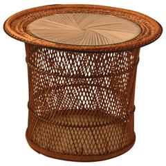 Vintage Rattan Wicker Side Table from Emmanuel Series