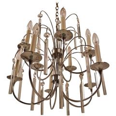 Ten-Light Chrome and Glass Chandelier by Sciolari 6
