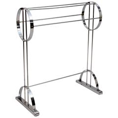 Art Deco Chrome Stand or Rack for Blankets and Towels