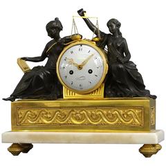 French Neoclassical 18th Century Mantel Clock "Justice and Wisdom"