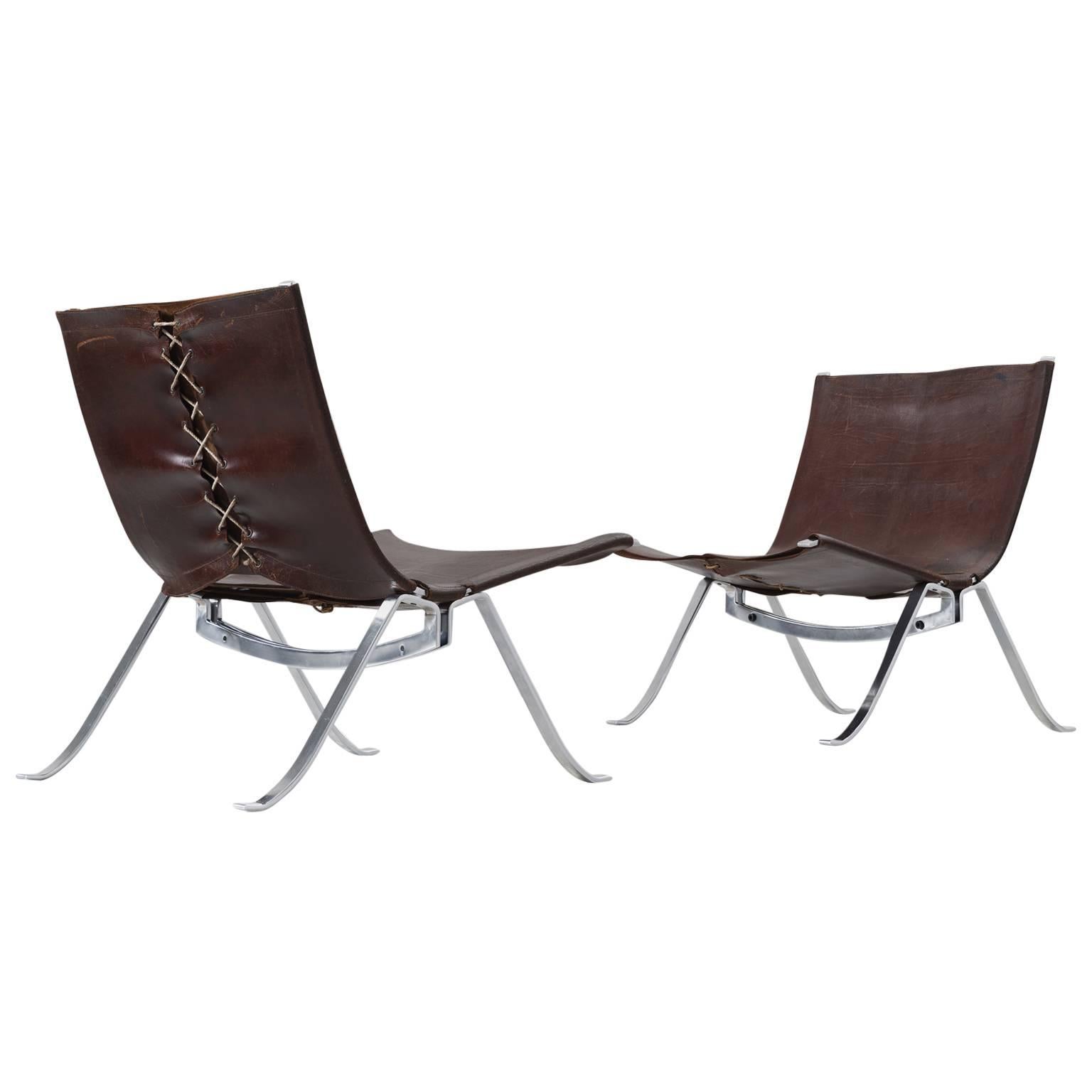 Preben Fabricius Set of Two Easy Chairs in Dark Brown Leather