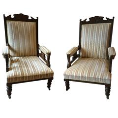 Vintage Armchairs Lounge Bedroom Chairs Pair of Edwardian, 20th Century