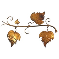 Tripe Leaf Wall Light / Wall Sculpture in Gilt Iron, Hollywood Regency, 1950