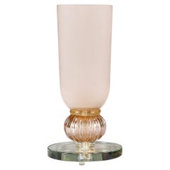 Tall Italian Murano Glass urn uplighter, Rose Colour, Gold Flecks