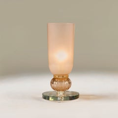 Tall Italian Murano Glass urn uplighter, Rose Colour, Gold Flecks
