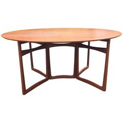 Retro Teak Drop Leaf Oval Dining Table by Peter Hvidt for France and Sons