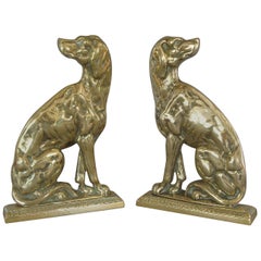 Pair of 19th Century Brass Retriever Doorstops/Door Porters