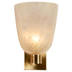 Murano Pulegoso Wall Light, Gold Fleck Glass & Brass, Italian Design
